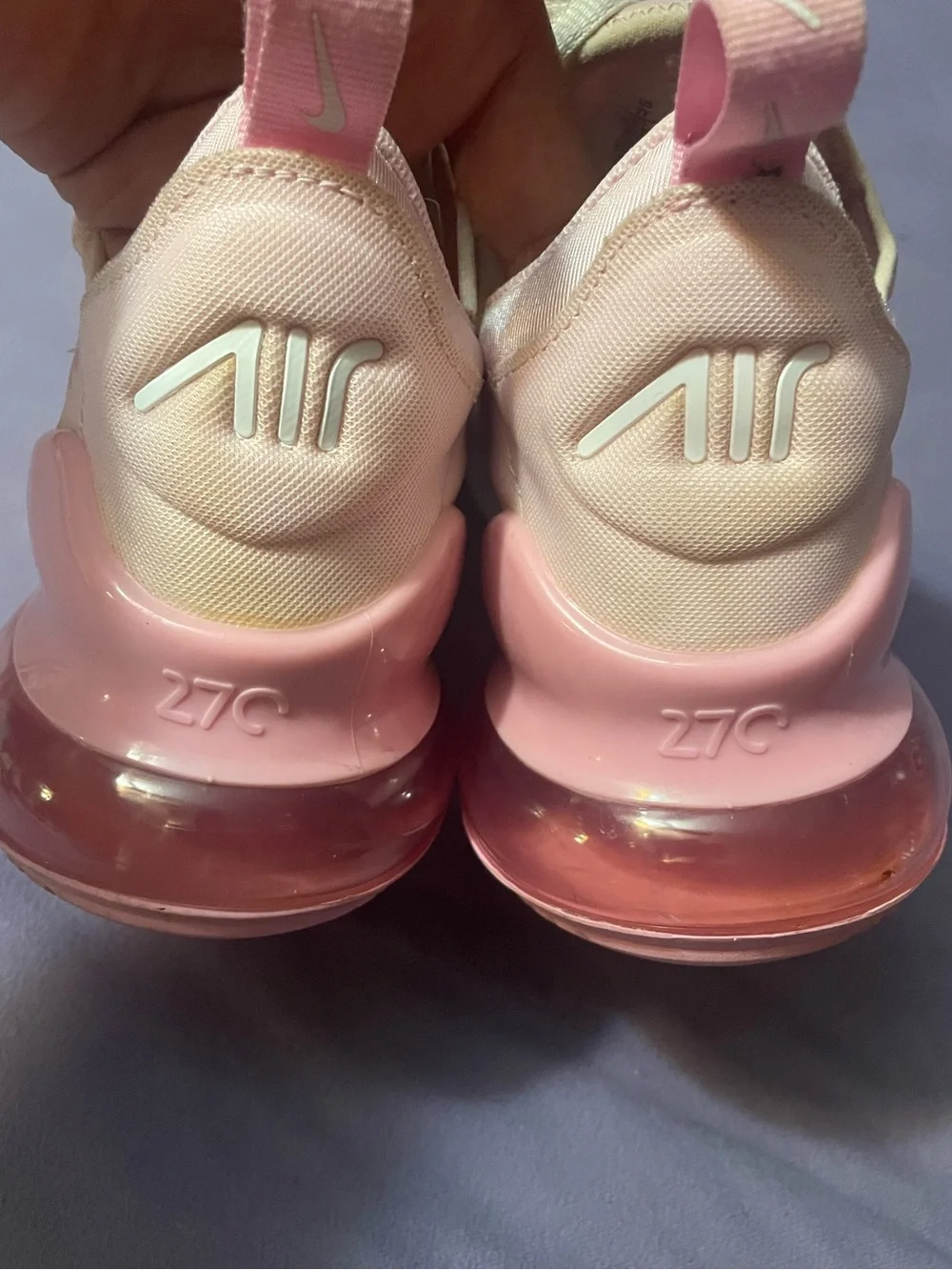 Nike Women's Light Pink and White Air Max-Style Sneakers